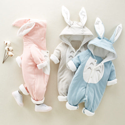 Cotton padded baby romper.